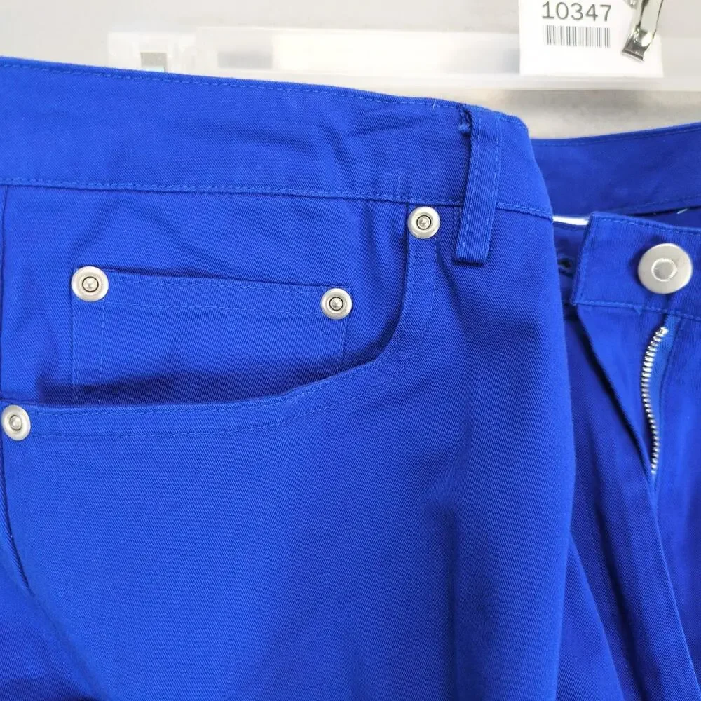 NWT Ruby Rd Blue Embroidered Capri Pants Women's 16 Comfort Waist 38x22.5